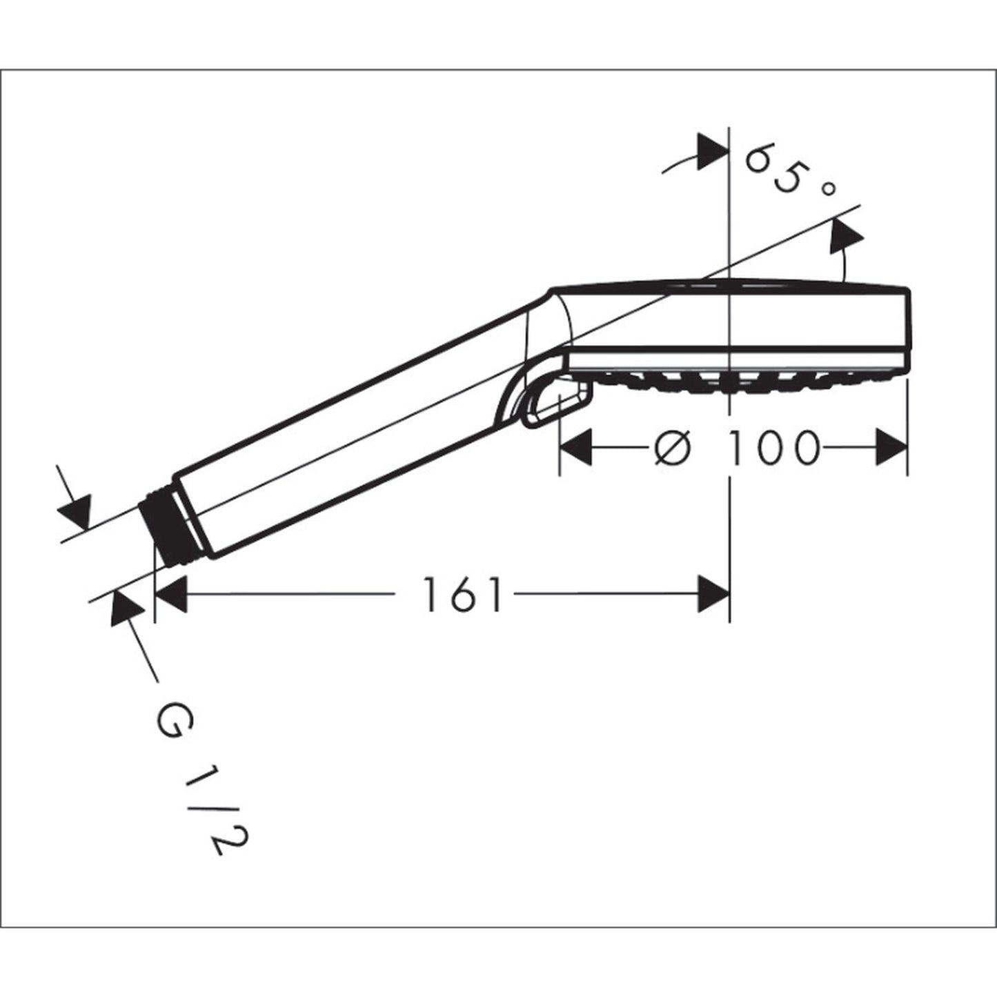 hansgrohe Vernis Blend 節水手持花灑 100 2Jet (EcoSmart) Hand Shower 100, 2Jet, EcoSmart technical drawing 26090000