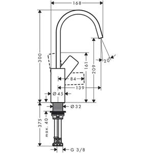 Vivenis 浴室單把手面盆龍頭带旋轉出水嘴 Bathroom Single-Lever Basin Mixer 210 with swivel spout