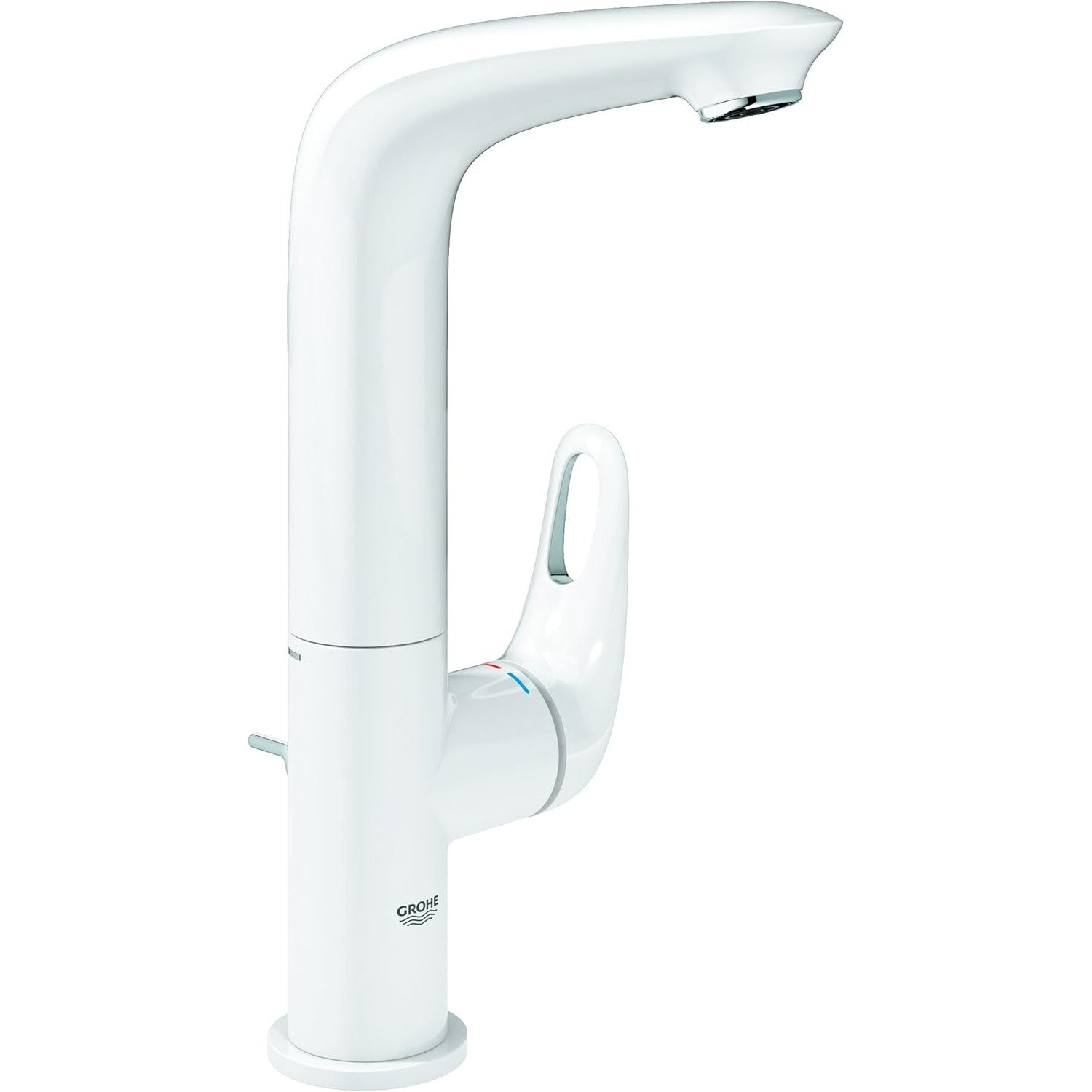 Grohe Eurostyle 浴室單把手面盆龍頭L號 Bathroom Single-Lever Basin Mixer L-Size 月暈白 - Moonwhite · Large · 環狀金屬把手 - Open Lever 23569LS3
