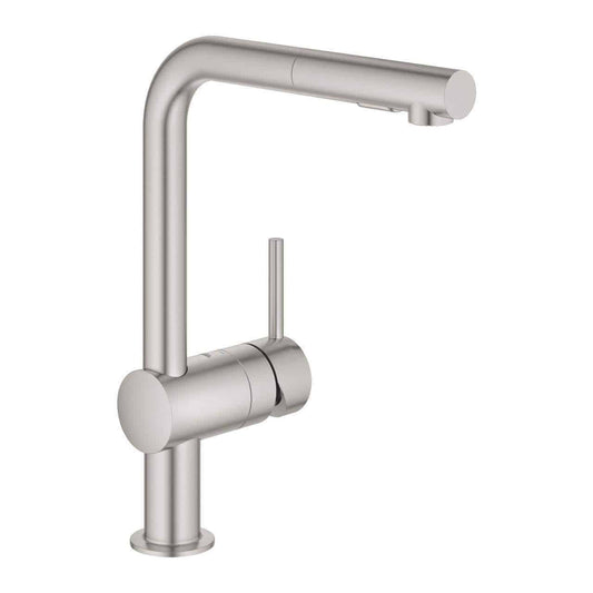 Grohe Minta L Kitchen Single-Lever Sink Mixer L-Shaped 超鋼 - Supersteel 30274DC0
