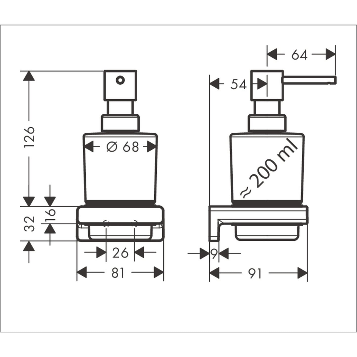 hansgrohe 艾世多 AddStoris 給皂器 Soap Dispenser technical drawing 41745670