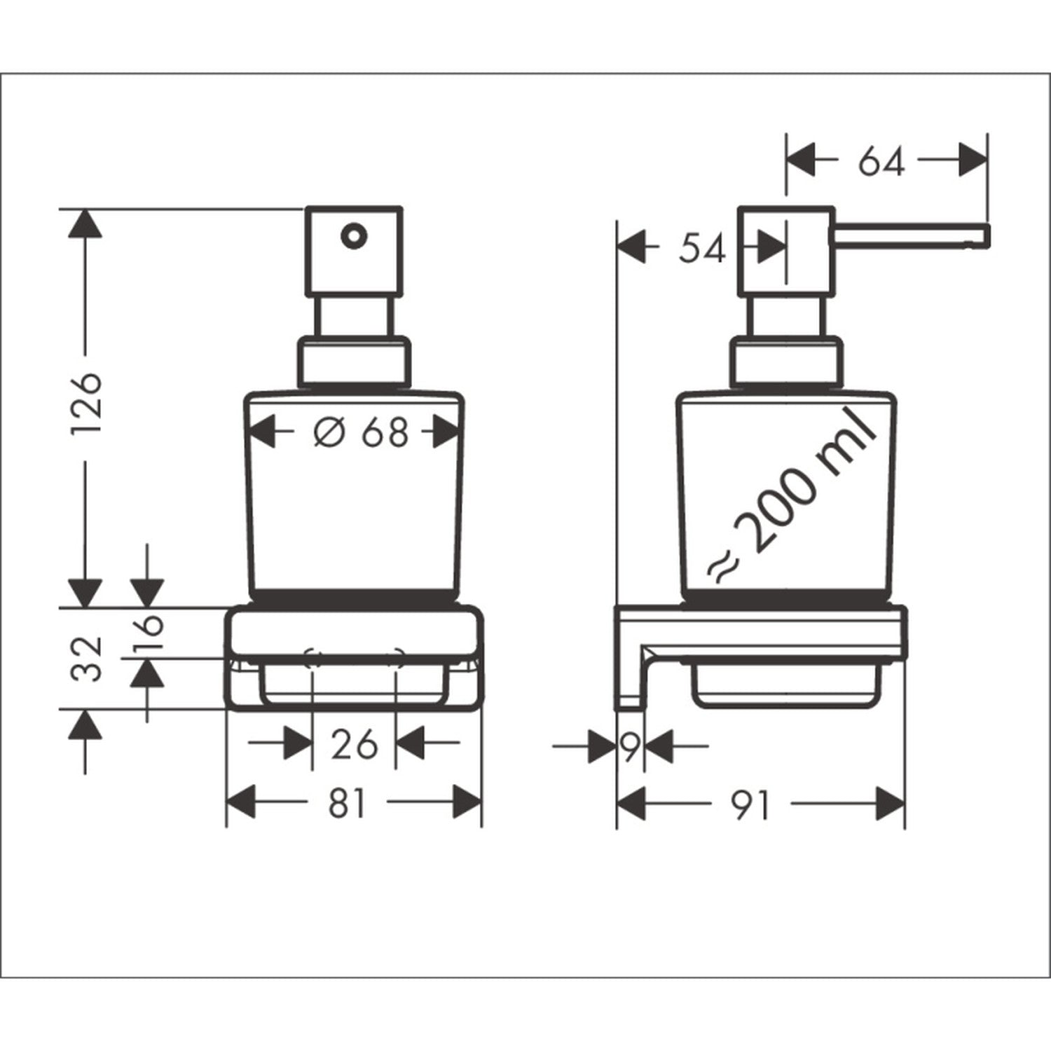 hansgrohe 艾世多 AddStoris 給皂器 Soap Dispenser technical drawing 41745670