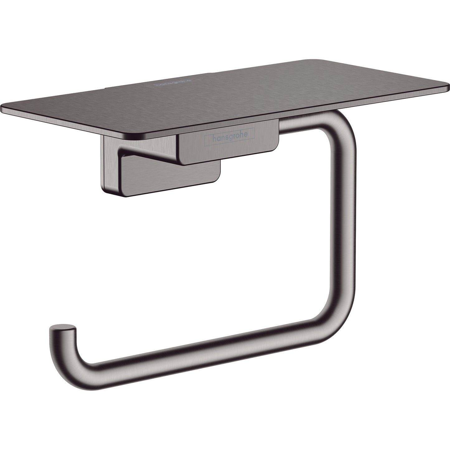 hansgrohe 艾世多 AddStoris 廁紙架 Toilet Paper Holder 睿智黑 Brushed Black Chrome · 連置物架 with shelf 41772340