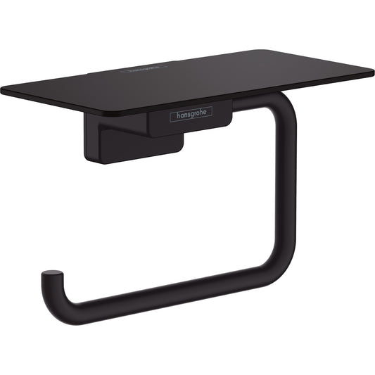 hansgrohe 艾世多 AddStoris 廁紙架 Toilet Paper Holder 摩登黑 - Matt Black · 連置物架 with shelf 41772670
