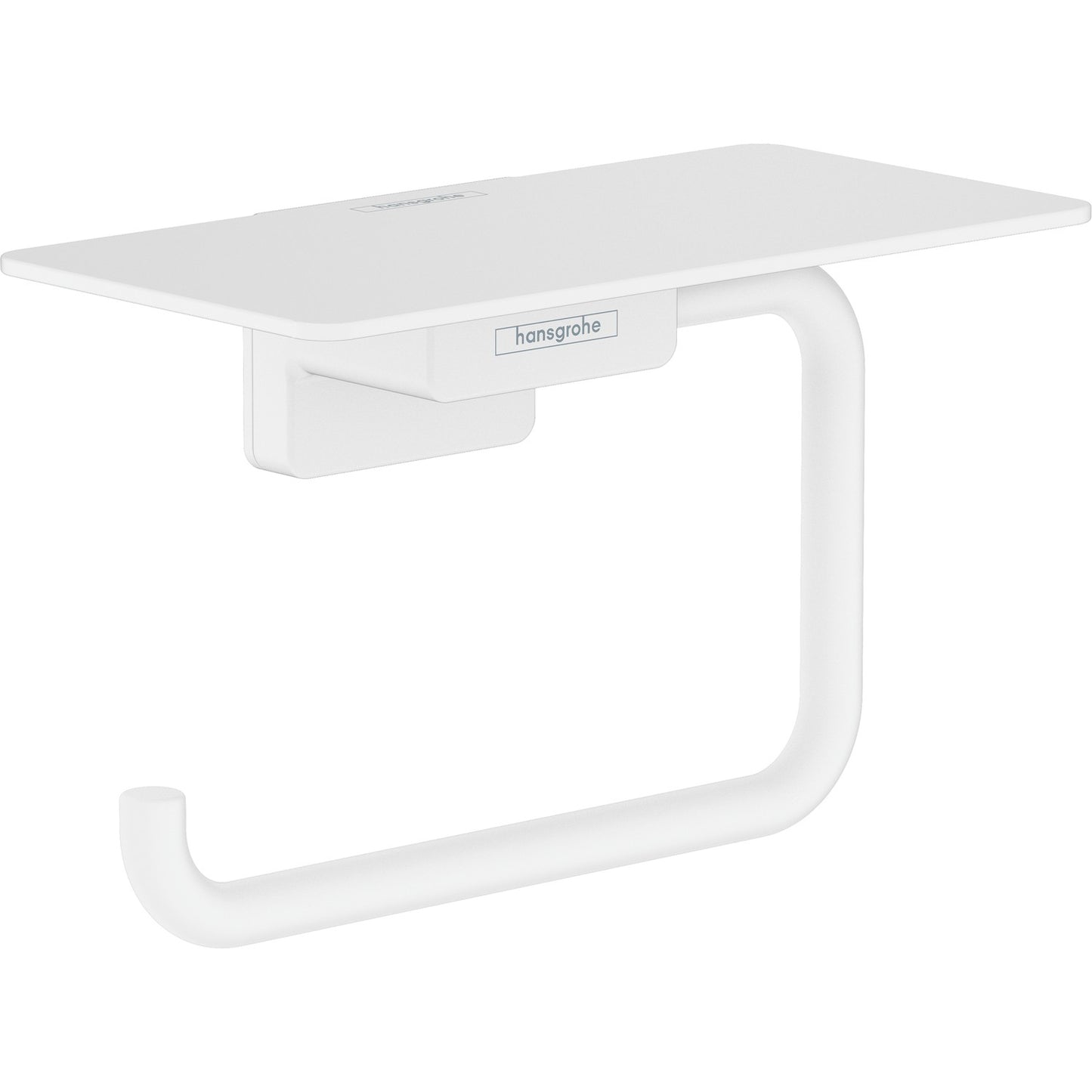 hansgrohe 艾世多 AddStoris 廁紙架 Toilet Paper Holder 前衛白 Matt White · 連置物架 with shelf 41772700
