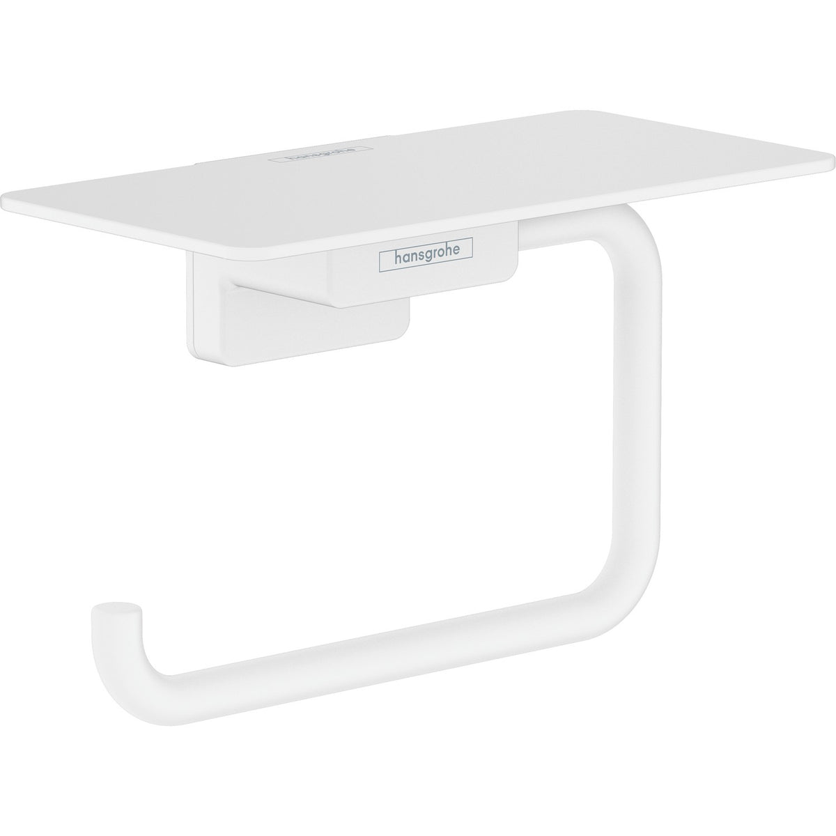 hansgrohe 艾世多 AddStoris 廁紙架 Toilet Paper Holder 前衛白 Matt White · 連置物架 with shelf 41772700