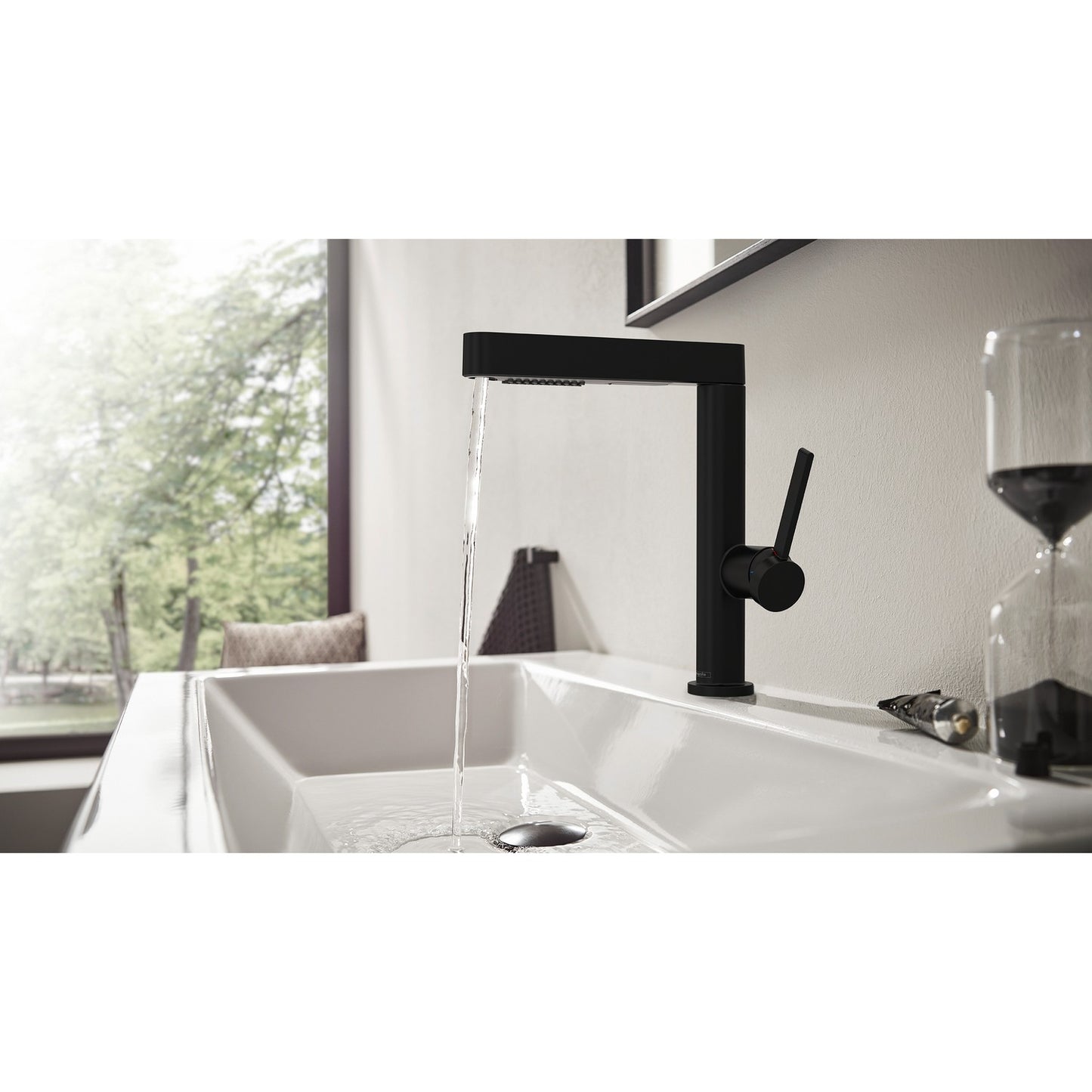 hansgrohe Finoris 摩登黑 柱狀水流 Matt Black laminar spray detail