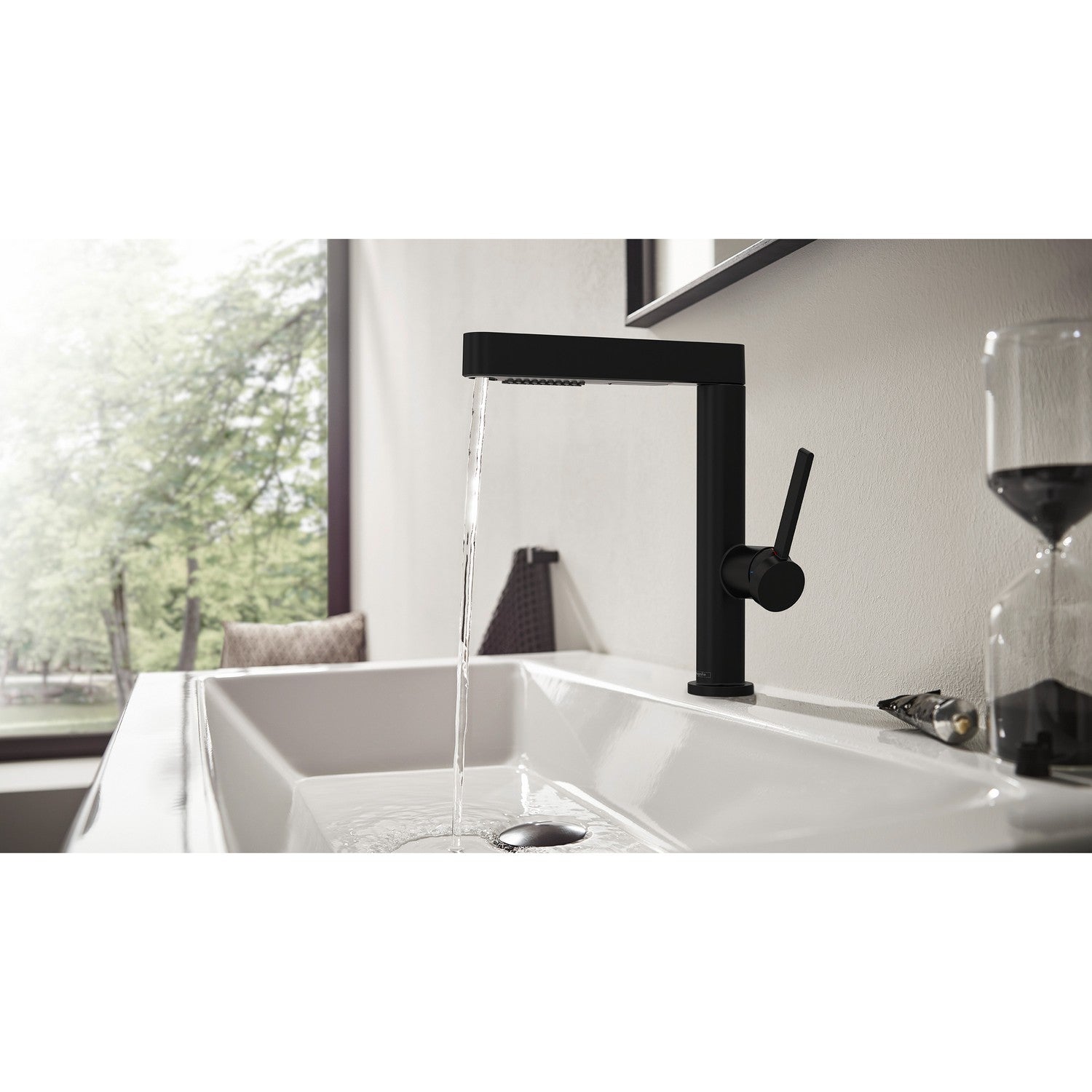 hansgrohe Finoris 摩登黑 柱狀水流 Matt Black laminar spray detail