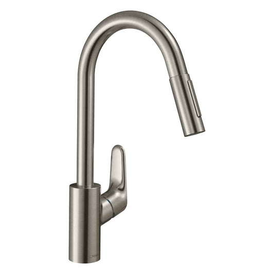 hansgrohe Focus M41 240 Single Lever Kitchen Mixer 240, Pull-Out Spray 不銹鋼拋光 - Stainless steel finish 31815800