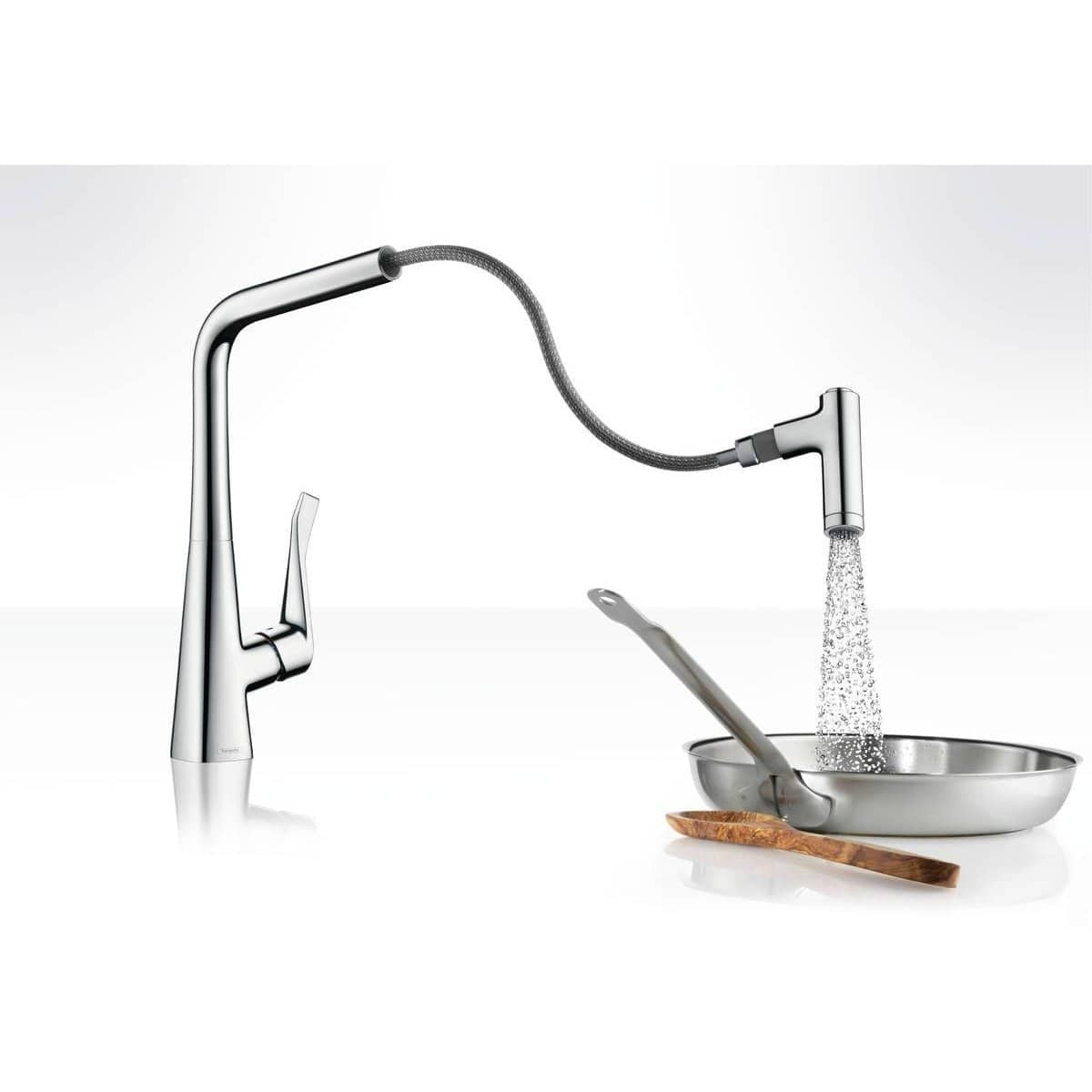 hansgrohe Metris M71 320 Single Lever Kitchen Mixer 320, Pull-Out Spra-2