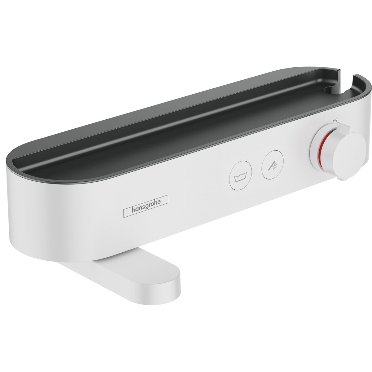 hansgrohe ShowerTablet Select 恆溫淋浴龍頭 表面安裝 Cool Contact 單功能淋浴恆溫器 Thermostatic Shower Mixer, Exposed, Cool Contact, 1 Function, Chrome 前衛白 Matt White · 浴缸 Bath 24340700