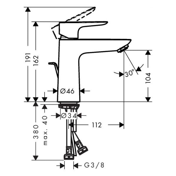hansgrohe Talis E 110 Bathroom Single Lever Basin Mixer 110 With Pop-U-3