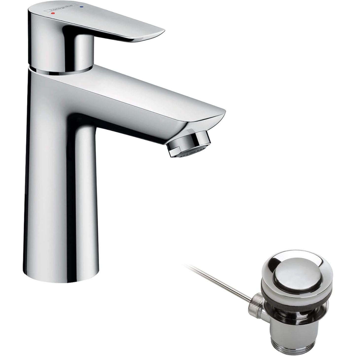 hansgrohe Talis E 浴室單把手面盆龍頭 110帶拉捍落水 Bathroom Single Lever Basin Mixer 110 With Pop-Up Waste Set 鍍鉻 - Chrome · With Pop-up Drain + Eco 71713000