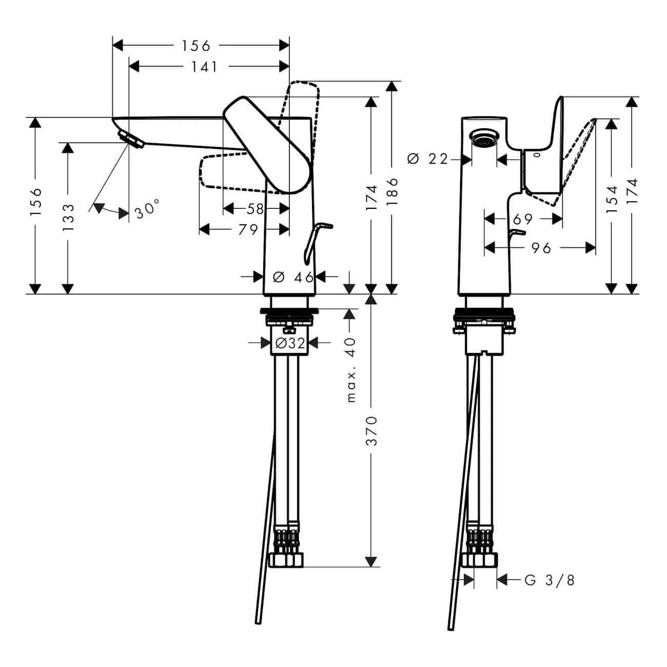 hansgrohe Talis E 150 Bathroom Single Lever Basin Mixer 150 With Pop-U