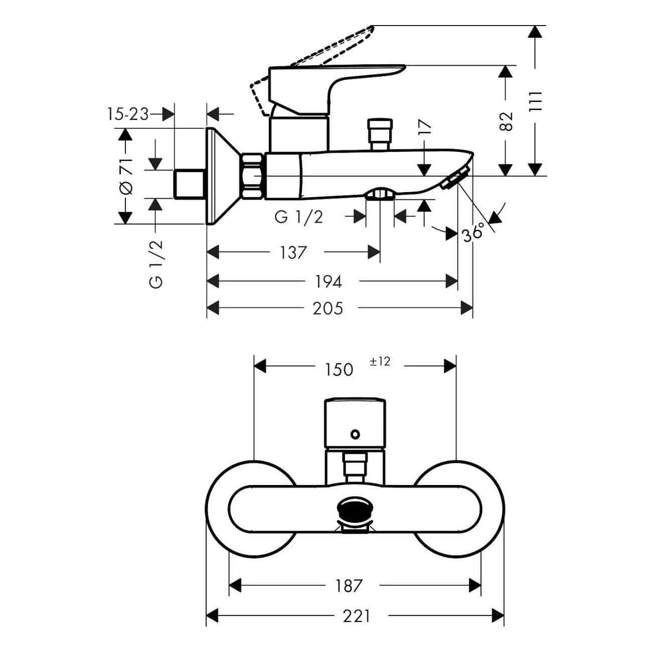 hansgrohe Talis E Bathroom Single Lever Bath Mixer