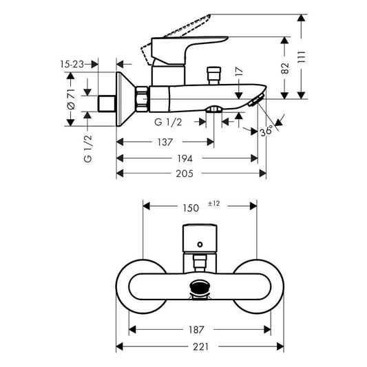 hansgrohe Talis E Bathroom Single Lever Bath Mixer