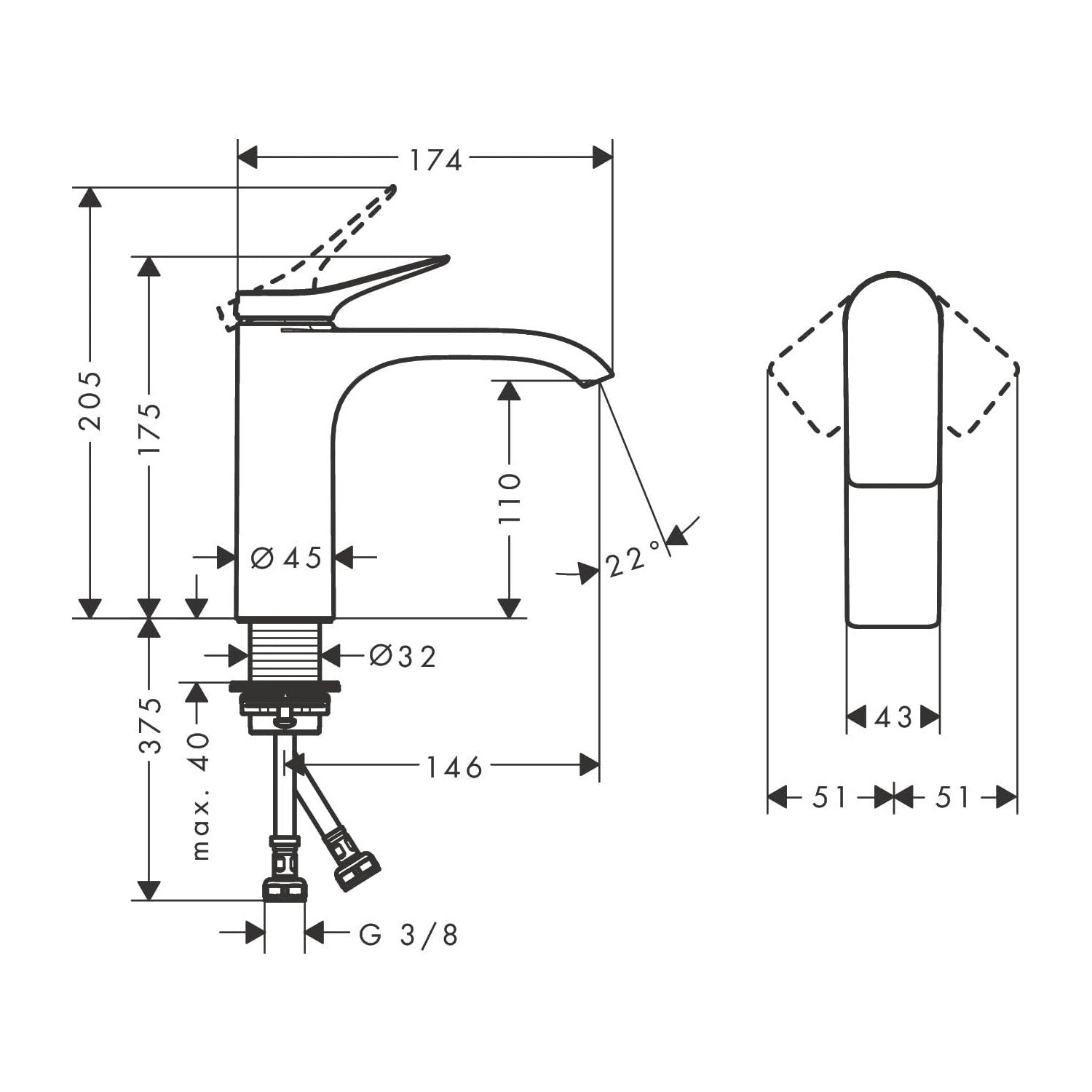 hansgrohe Vivenis Bathroom Single-Lever Basin Mixer 110 without waste -2