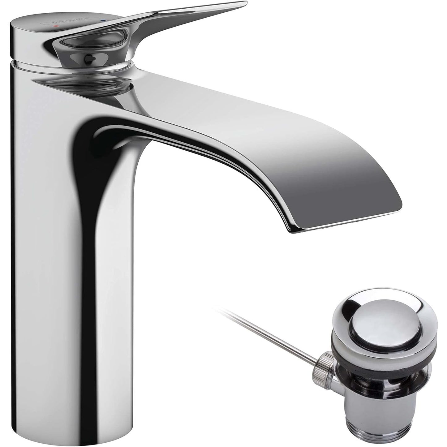hansgrohe Vivenis 浴室單把手面盆龍頭 Bathroom Single-Lever Basin Mixer 110 without waste set 鍍鉻 - Chrome · With Pop-up Drain 75020000