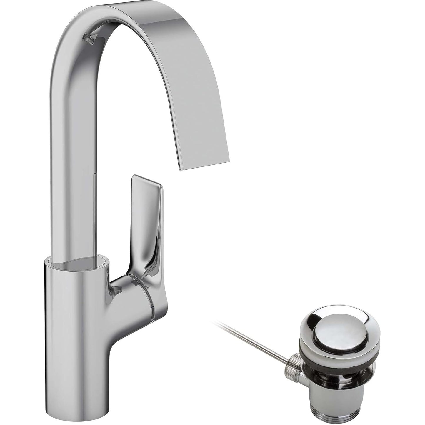 hansgrohe Vivenis 浴室單把手面盆龍頭带旋轉出水嘴 Bathroom Single-Lever Basin Mixer 210 with swivel spout 鍍鉻 - Chrome · With pop-up drain / swivel spout 75030000