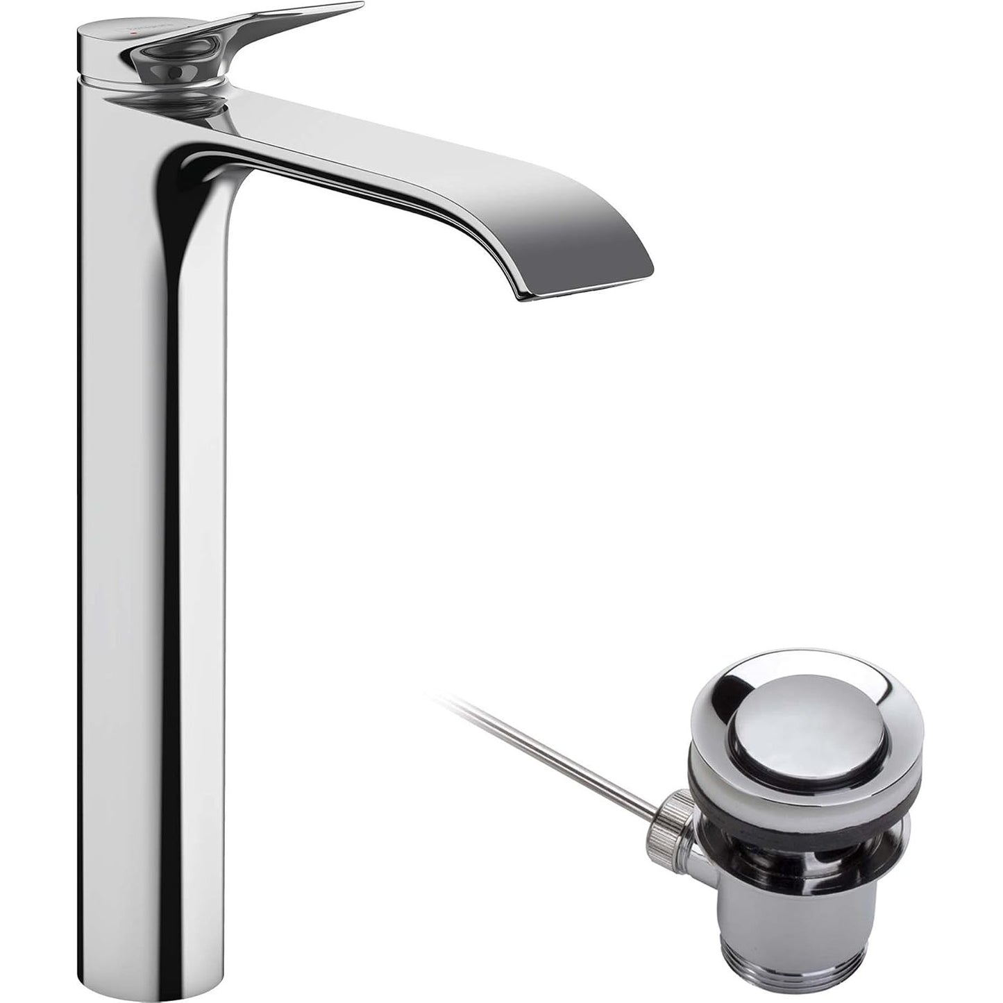 hansgrohe Vivenis 浴室單把手面盆龍頭 Bathroom Single-Lever Basin Mixer 250 without waste set 鍍鉻 - Chrome · With Pop-up Drain 75040000
